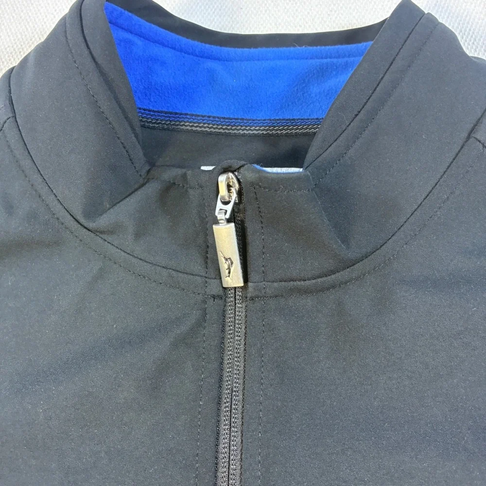 Tommy‎ Bahama Jacket Mens XL Black Blue Fleece Lined Softshell Full Zip